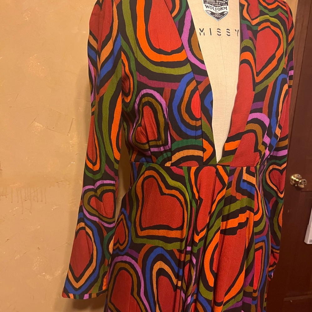 FARM Rio M Rainbow Wild Hearts Maxi Dress Holiday Wedding Valentine Love - Picture 11 of 16